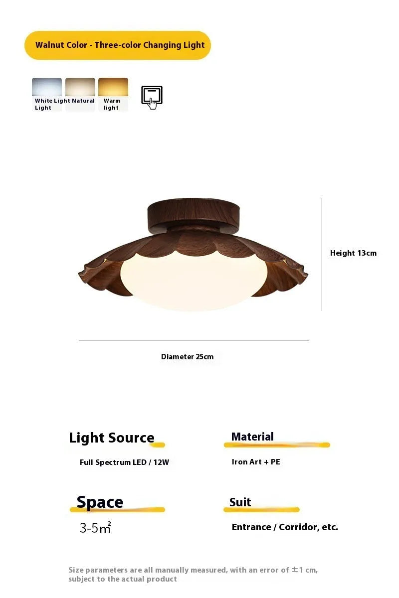 Antique style retro ceiling lamp for corridor or entrance in beige brown colour, 220V ceiling light