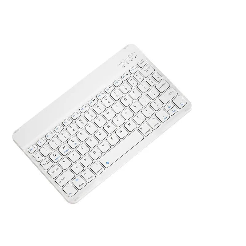 Bluetooth keyboard for tablet in ABS plastic, showing colour options including white, green, and pink.