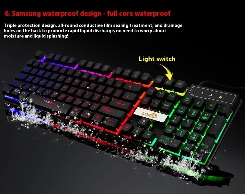 USB gaming keyboard cable with glowing RGB lighting in a braided white or black design