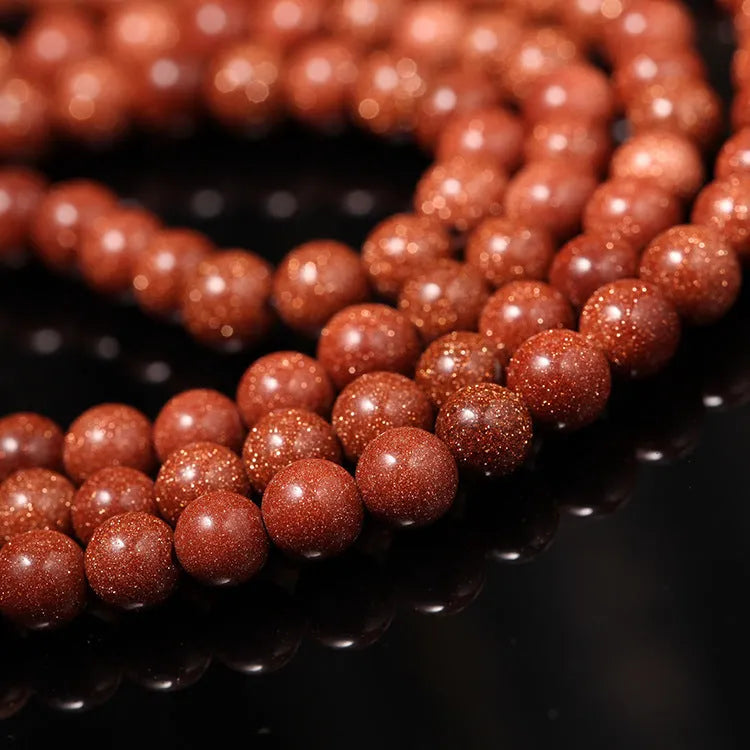 Golden star stone colour multi-circle bracelet with 108 nugget sand beads, mantra charm and fu character ornament