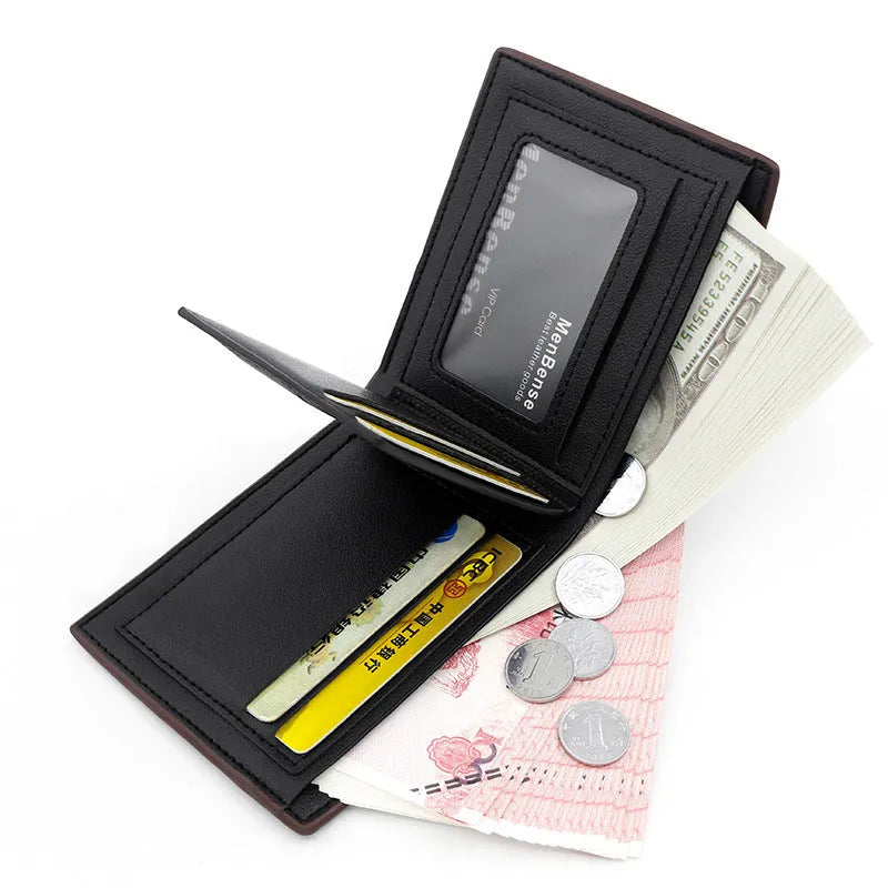 Men's PU leather embossed snake pattern wallet in earth brown with multiple card slots and coin pocket