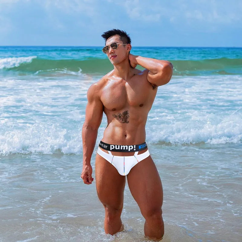 Men's modal fabric briefs in black or white colour with low waist design