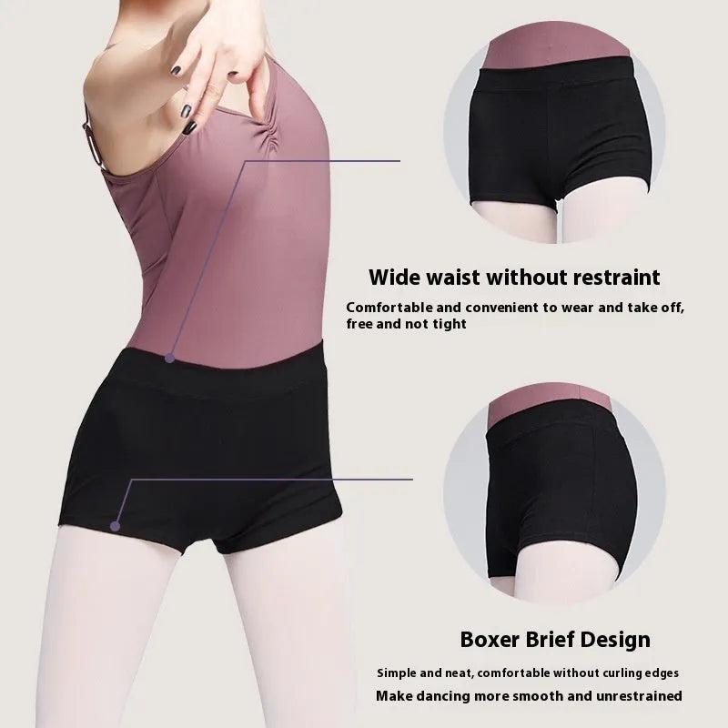 Women's black cotton ballet practice shorts for dance exercise and fitness