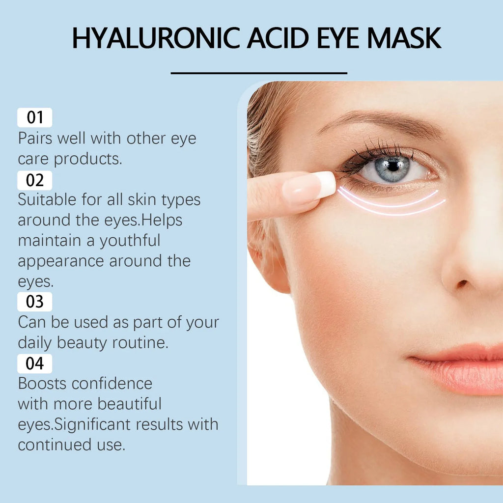 Hyaluronic Acid Eye Mask 3.5x7 cm in sachet pack of 8 pairs for under eye hydration