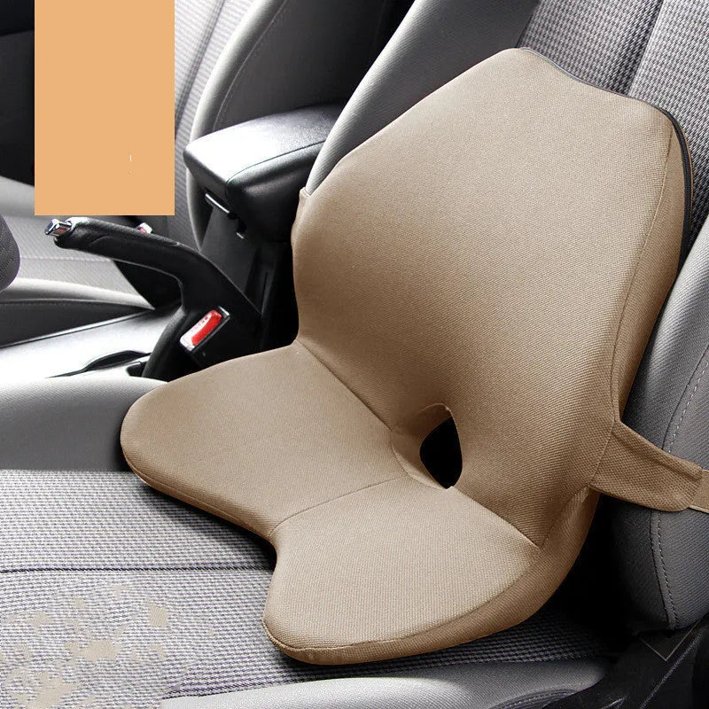 Memory cotton car waist pad and matching headrest for driver seat lumbar support in neutral colour options