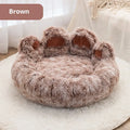 Plush kennel two-color thickened round pet bed for dogs – double silk gray hand-shaped brush nest