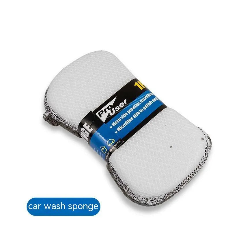 9-piece grey microfiber car wash set with sponge gloves brush and cleaning towels