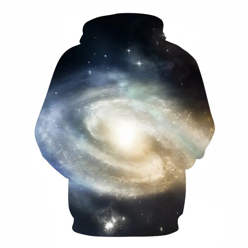 3D digital print men's hooded sweatshirt in loose fit street style with side pocket