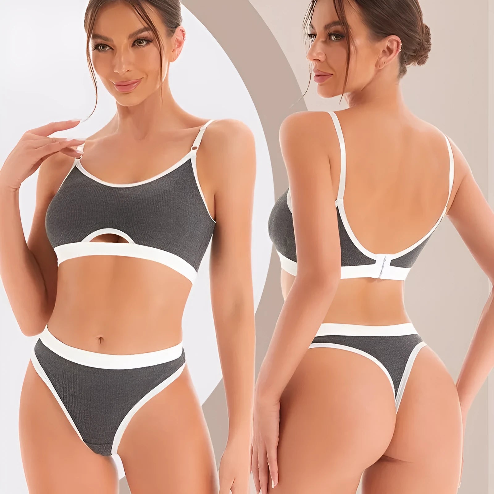 Cotton sports underwear set with underwired tube top bra and matching panties in multiple colours