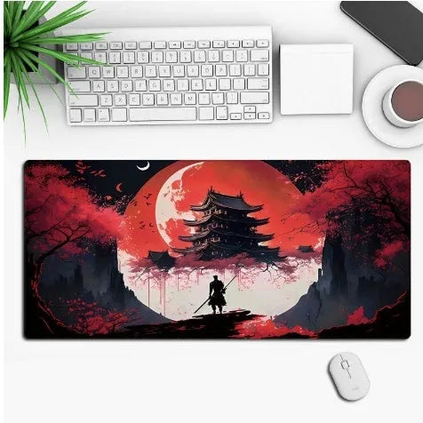 Anime gaming mouse pad with thermal transfer print pattern on non-slip rubber cloth surface