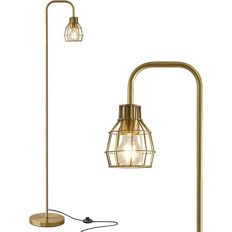 American country retro LED bedside lamp in black with metal shade and USB port on nightstand