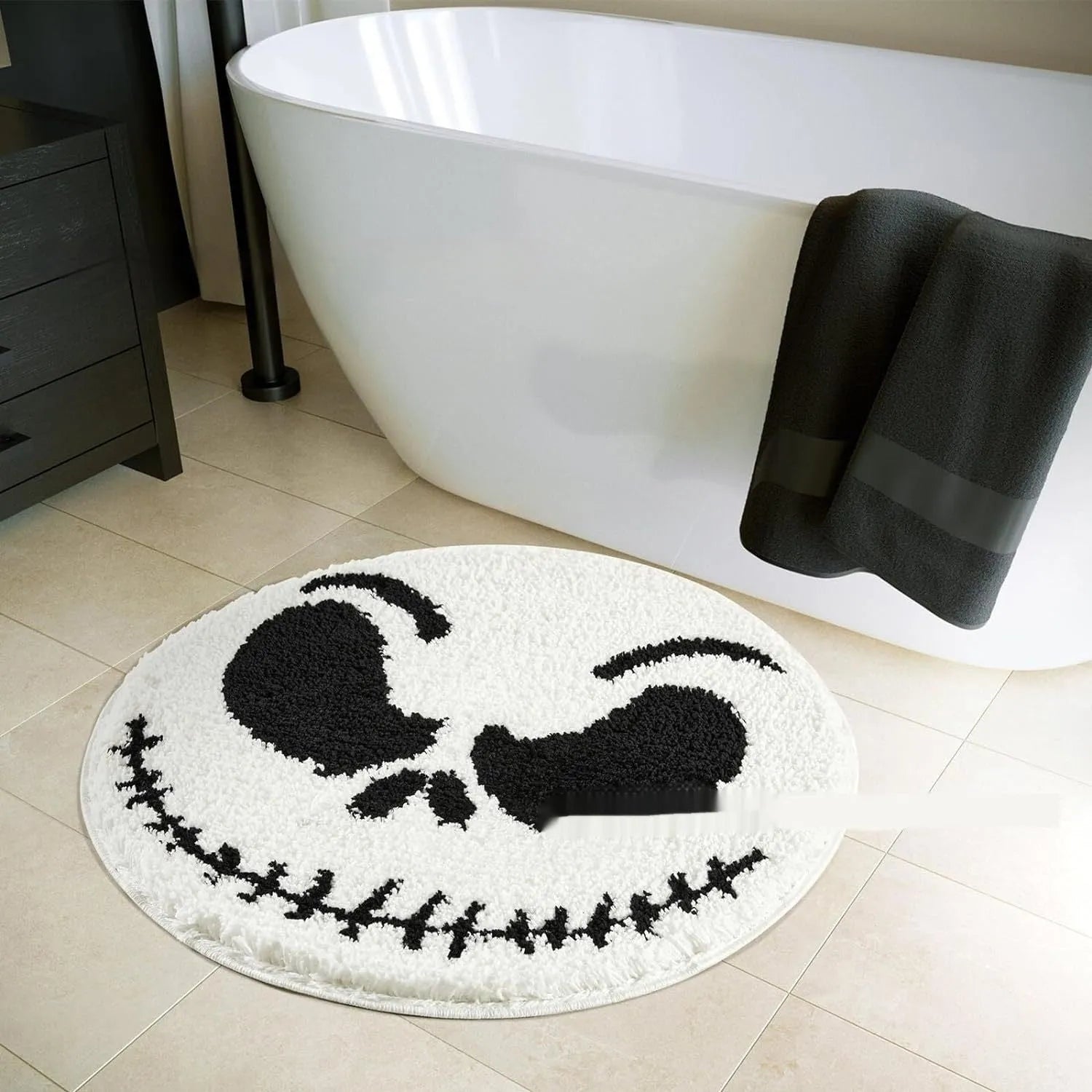 Printed round Christmas carpet with holiday design on soft polyester material
