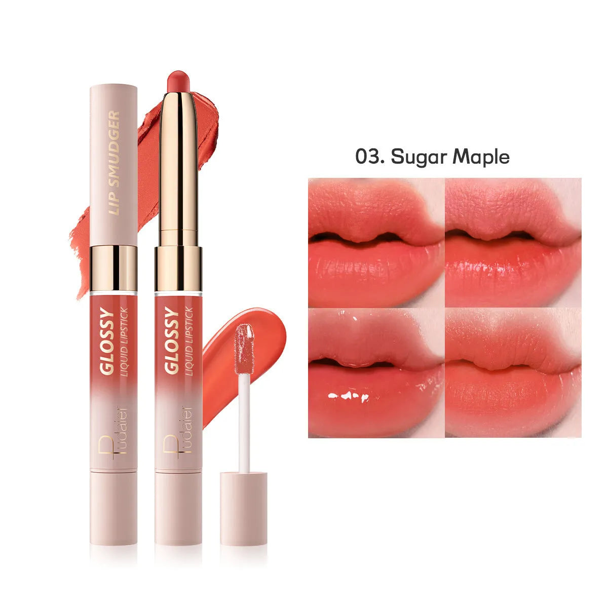 Double-headed lipstick with matte finish and gloss in ten colour options
