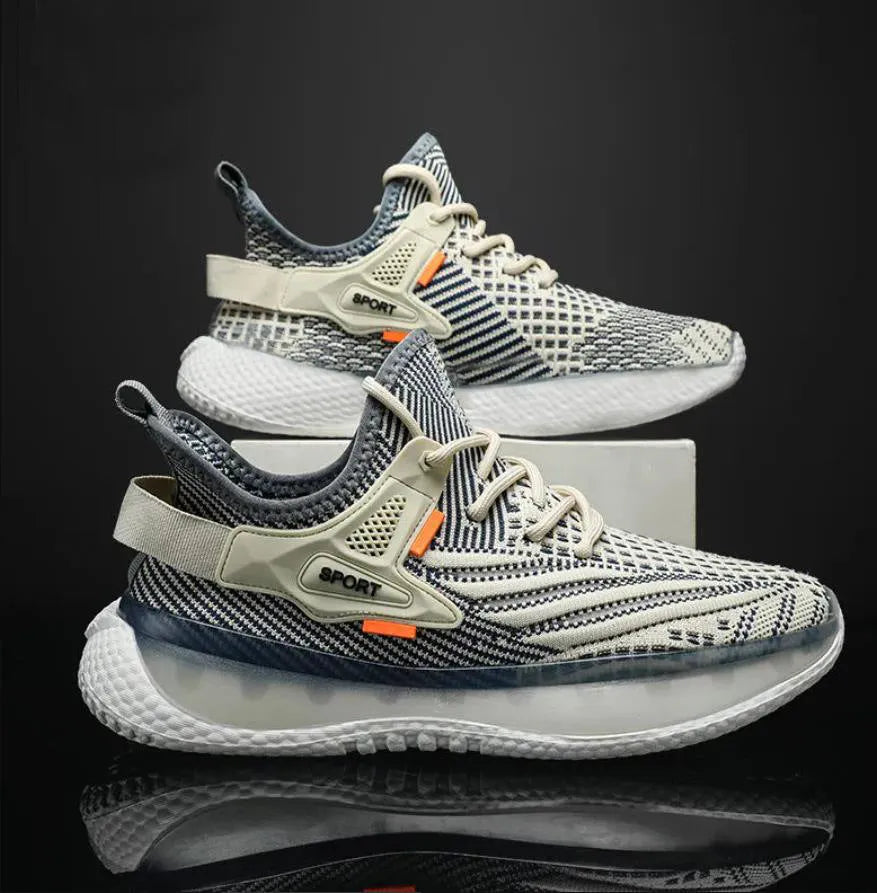 Men's woven mesh platform sneakers in multiple colours with flat heel and lace-up closure