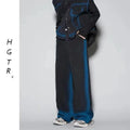Spray colour gradient distressed sleeveless vest and full-length jeans two-piece set for women in blue