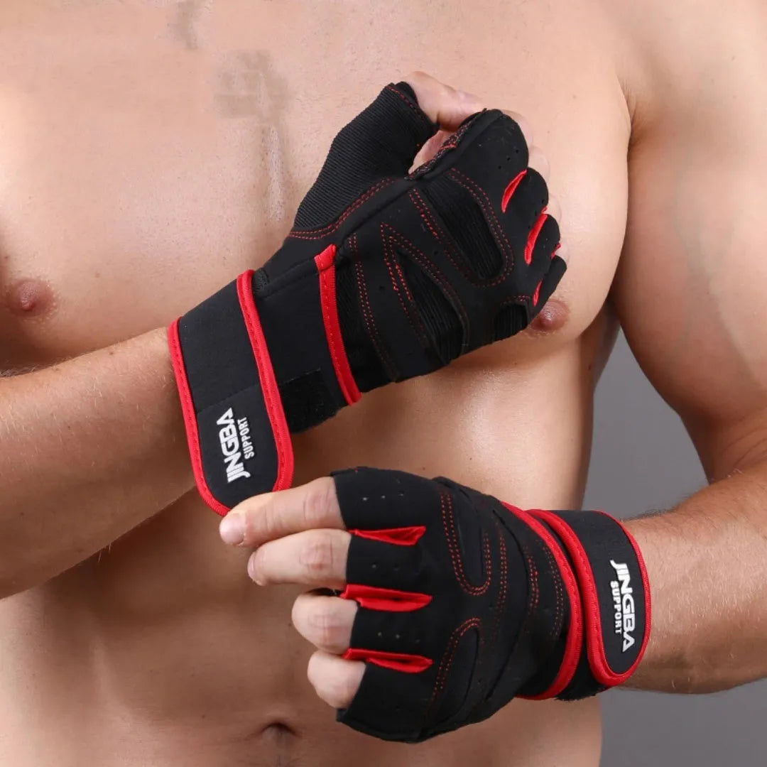 Men's half finger gloves in super-filament material for cycling outdoor mountaineering sports, black colour