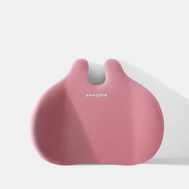 Car headrest and lumbar support pillow set in cloth material, shown in available colours.
