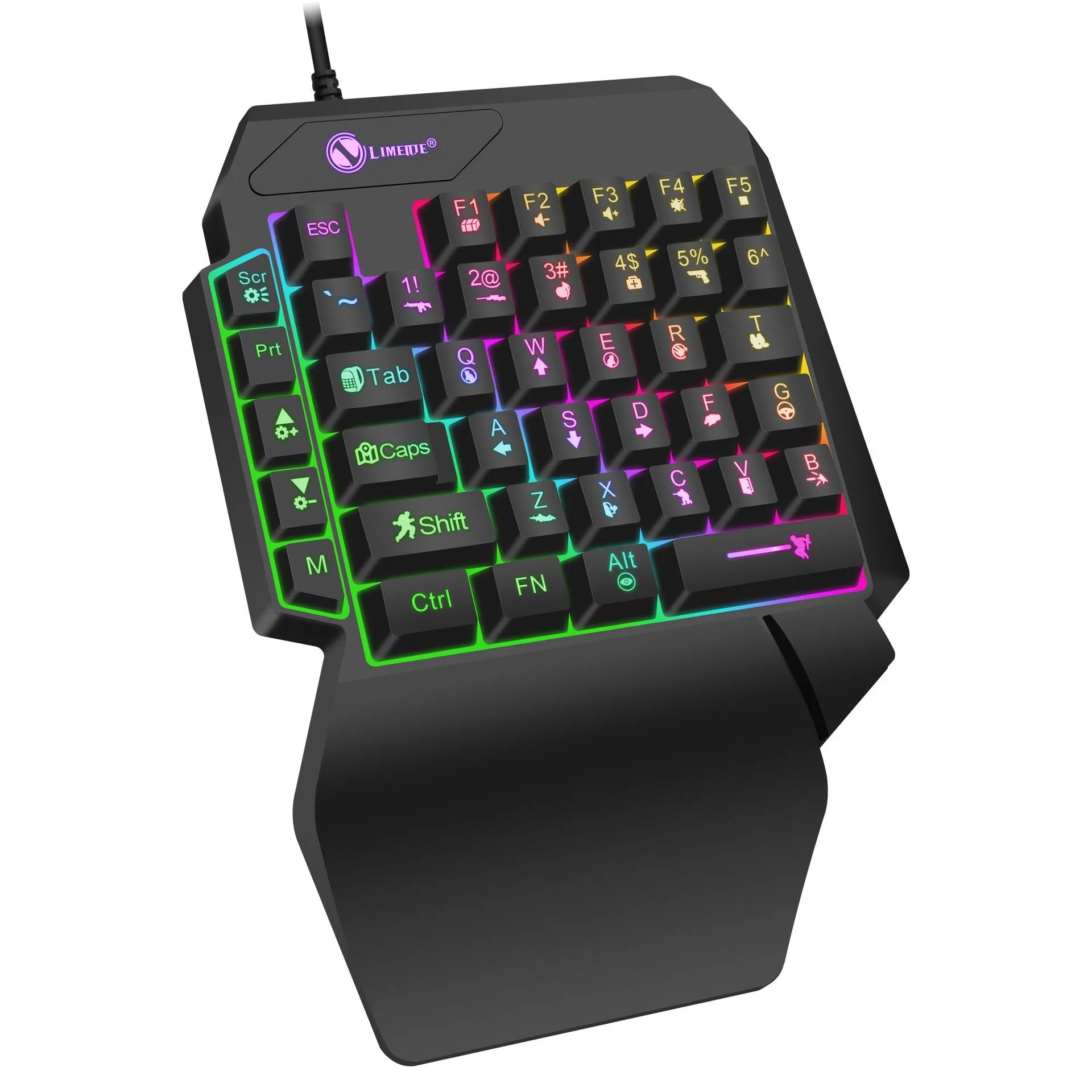 Luminous gaming mechanical keyboard mouse converter with GK103S one-handed keyboard and 1.2 metre USB cable
