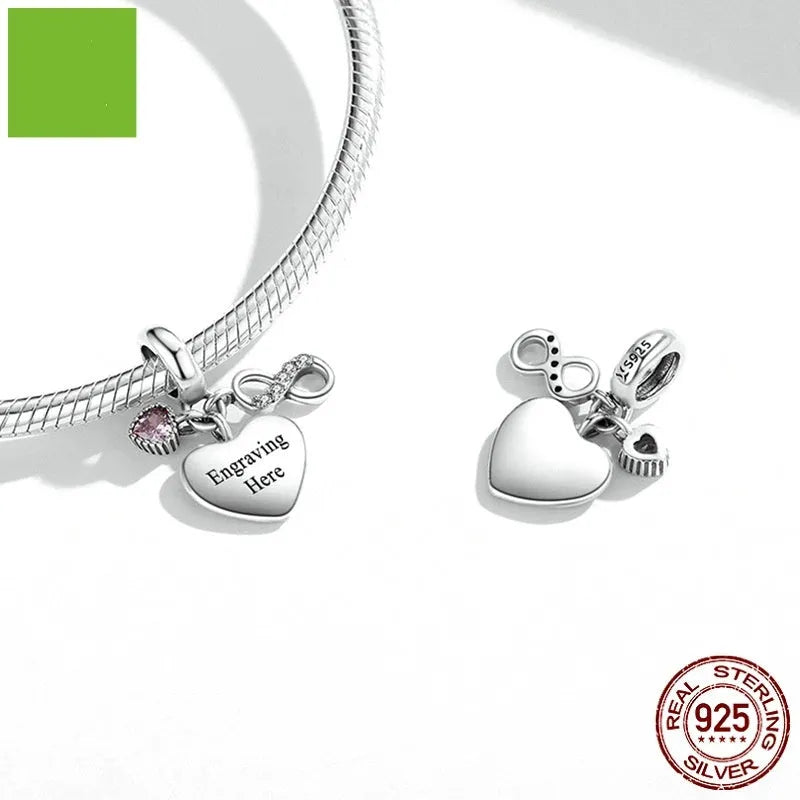 Engravable 925 silver Endless Love pendant loose bead for DIY bracelet in silver colour