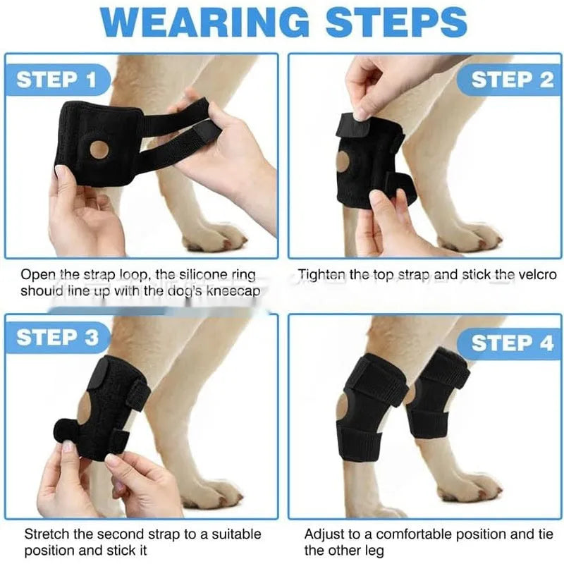 Black polyester pet leg guard for dog or cat ACL ligament tear rehabilitation support