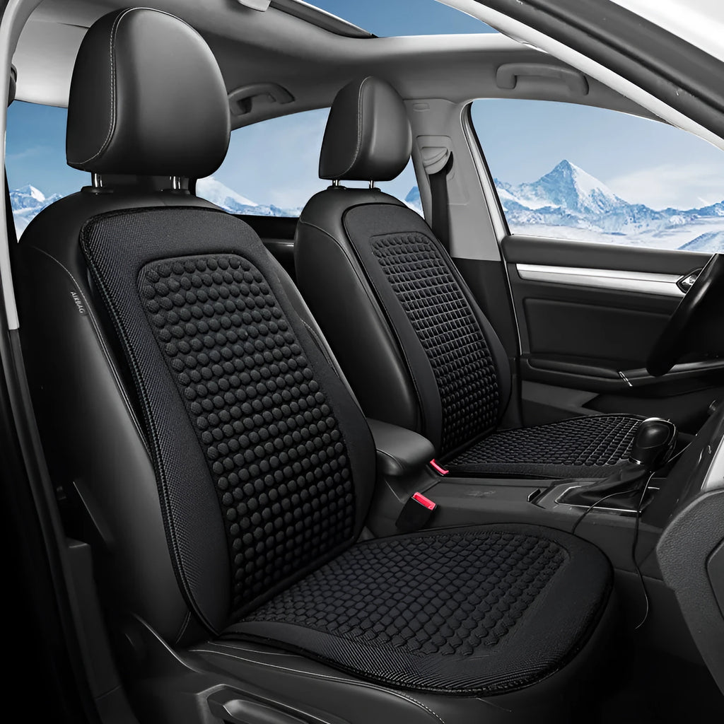 Cool Silk tie-free single car seat cushion with massage function in carbon black