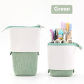 Korean-style telescopic stationery case in purple PU corduroy with drop-down expanded design
