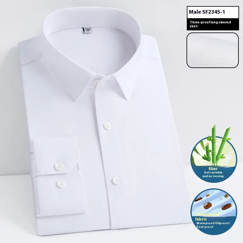 Men's bamboo fibre business shirt with square collar in slim fit waterproof formal wear