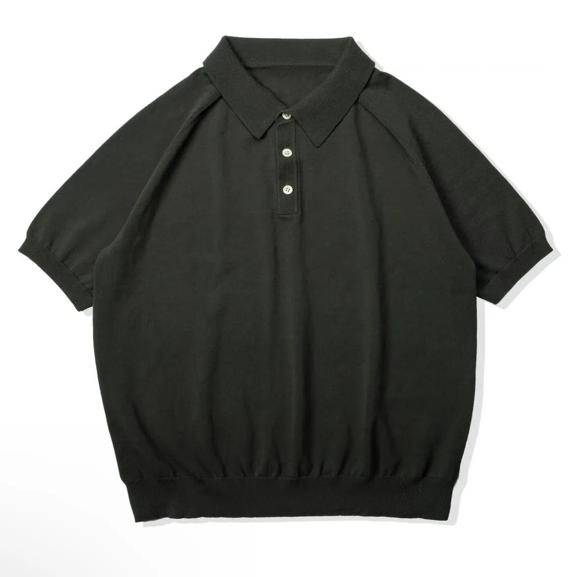 Retro knitted cotton short-sleeved T-shirt in slim fit showing dark brown colour option