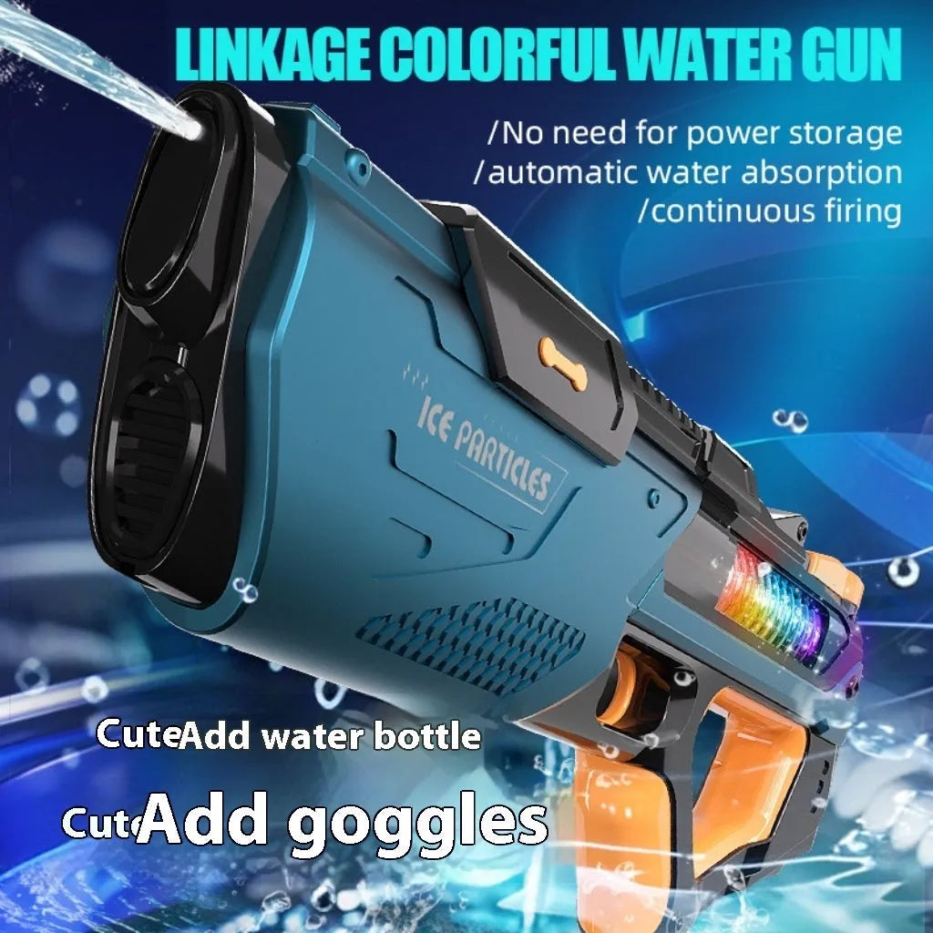 Automatic water feeding high pressure pulse electric water gun toy in blue plastic with remote control