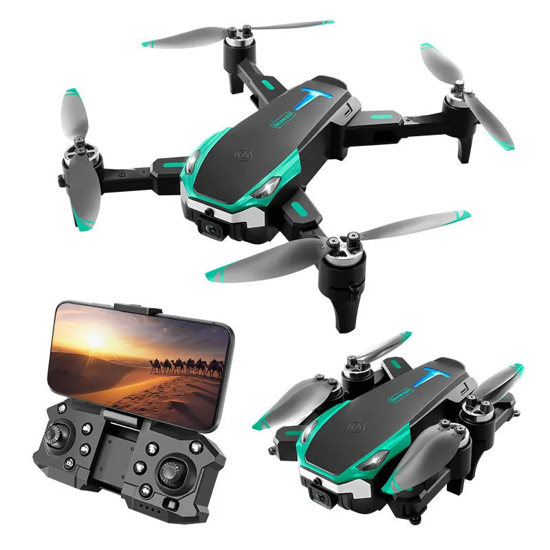 Black and yellow brushless drone with dual camera, optical flow positioning, and obstacle avoidance, under 30cm