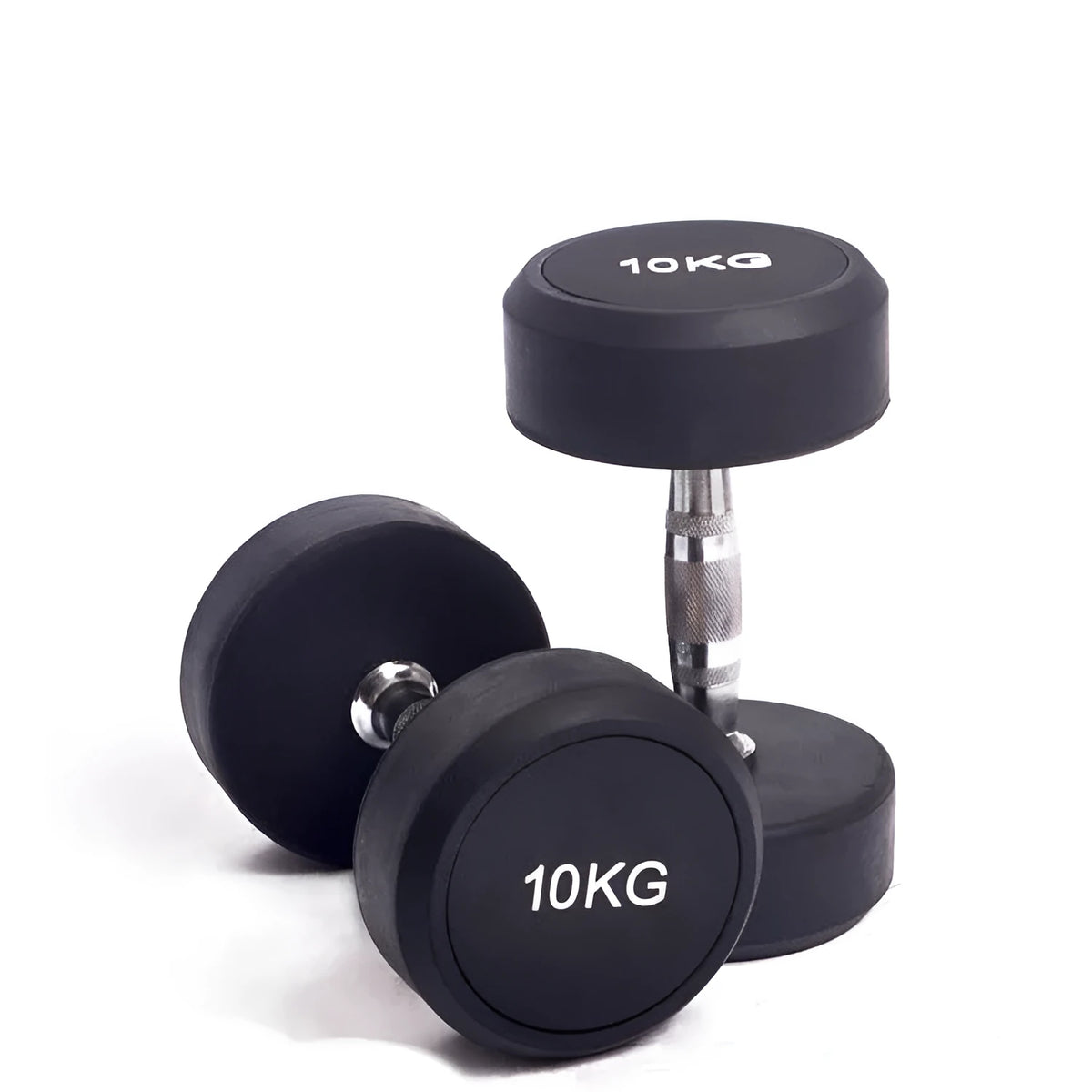 Cast iron rubberized round head fitness dumbbell in black, 1kg 2.5kg 5kg options