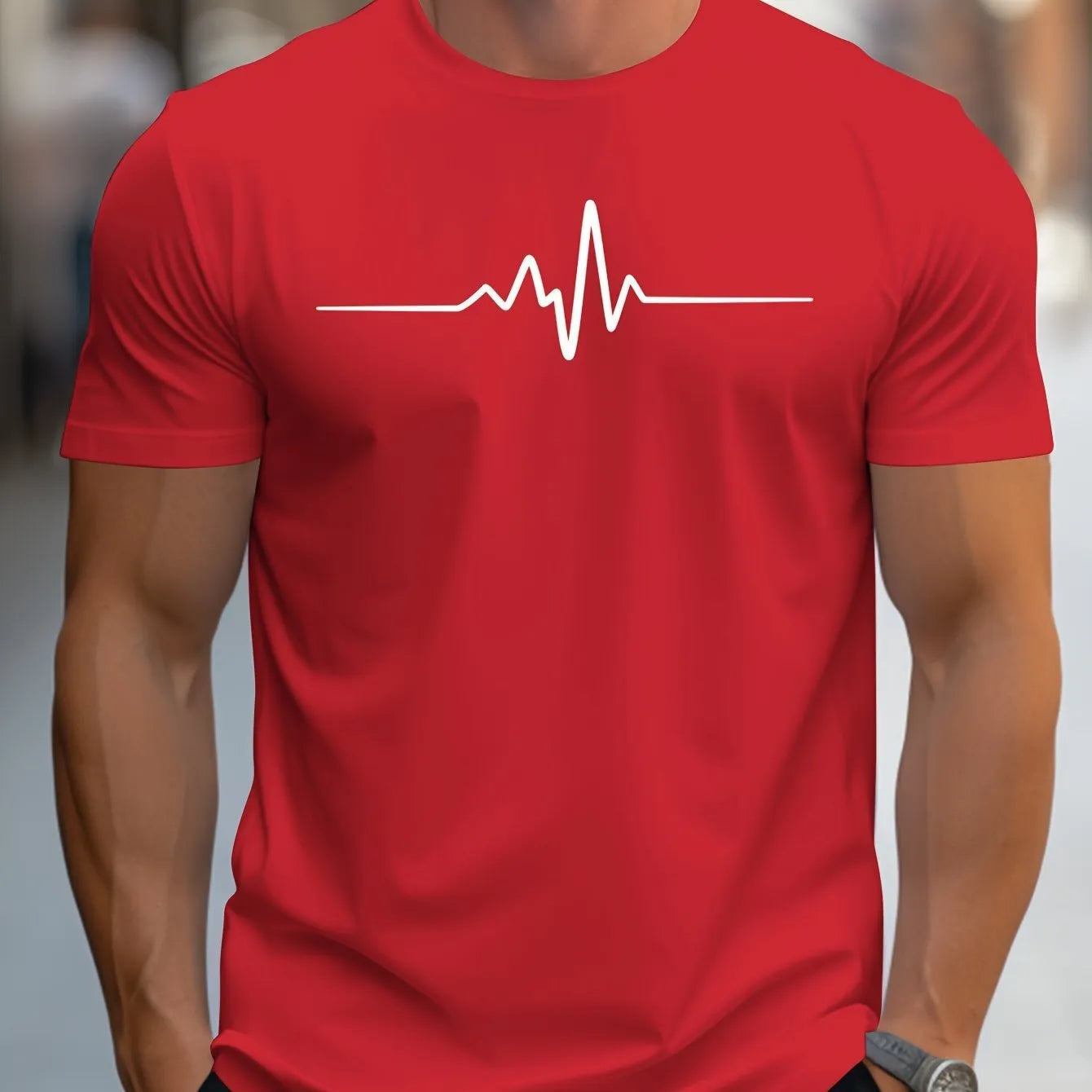 Men's loose fit sports T-shirt with 3D pattern letters design in chemical fibre blend polyester fabric