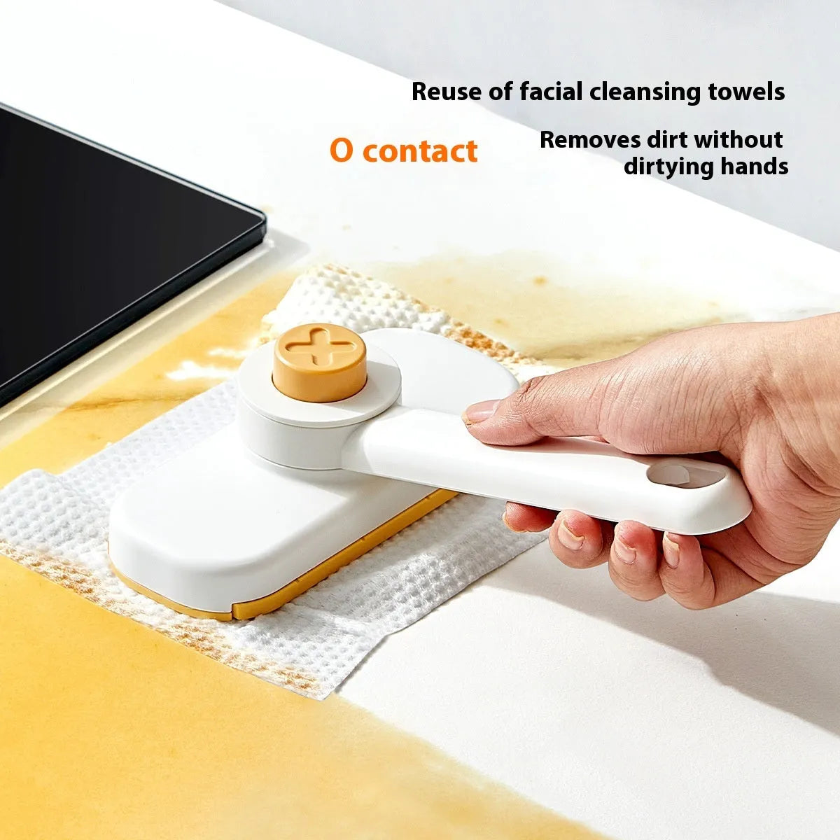 Rotatable washcloth mop can clip cloth in ABS material with 50 replacement cloths shown in gray colour