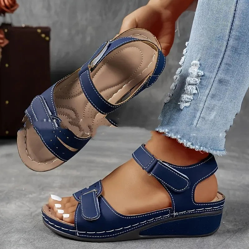Thick bottom strap sandals with Velcro fastening in multiple colour options