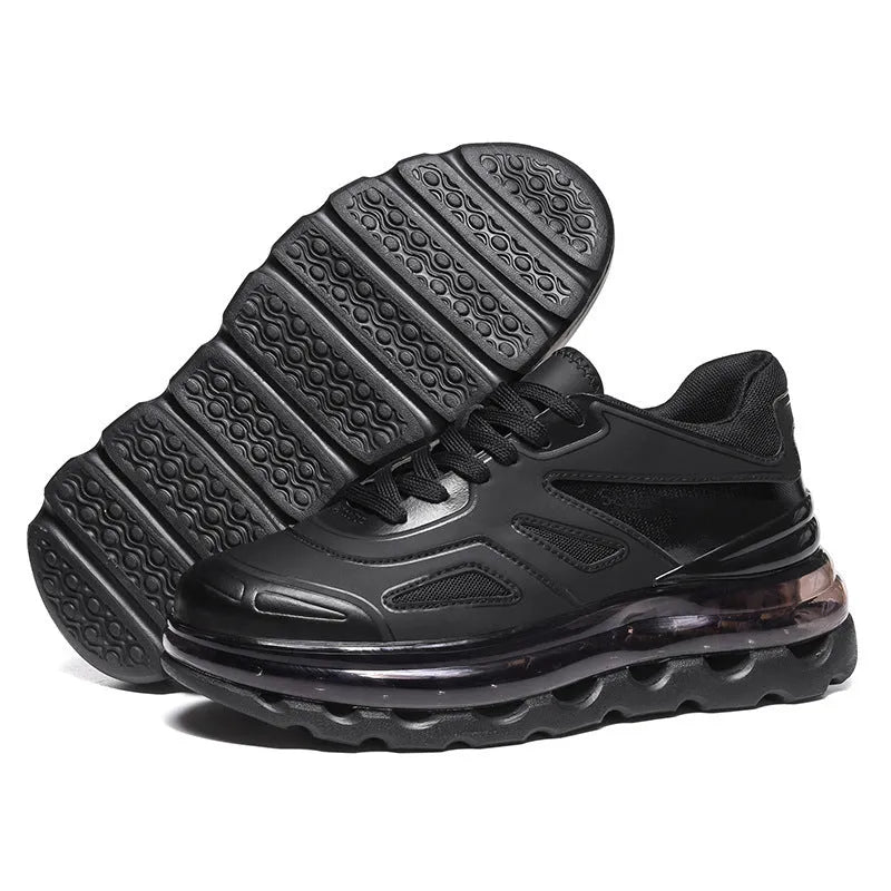 Men's full palm air cushion sports daddy shoes in white, PU upper, wear-resistant outsole, side view