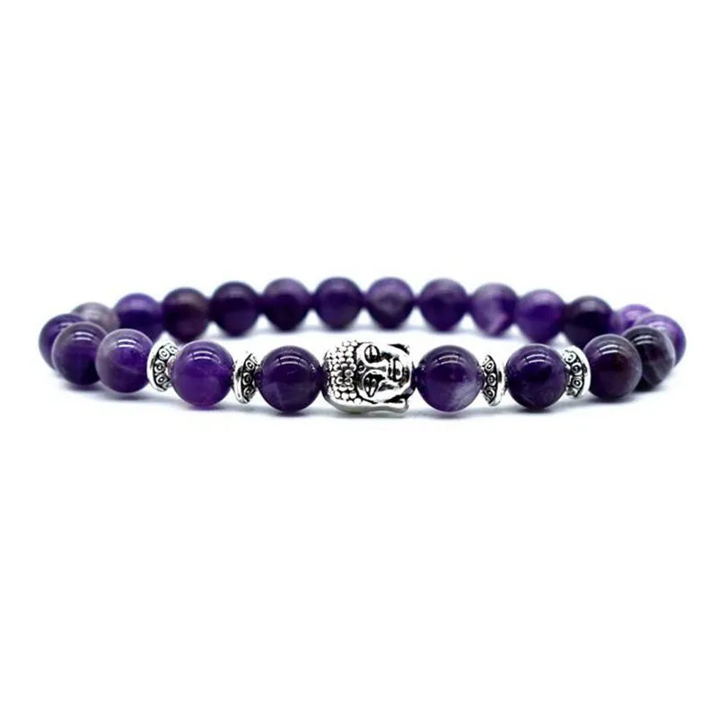 Handmade unisex beaded bracelet with 19mm Tiger Eye Buddha head bead.