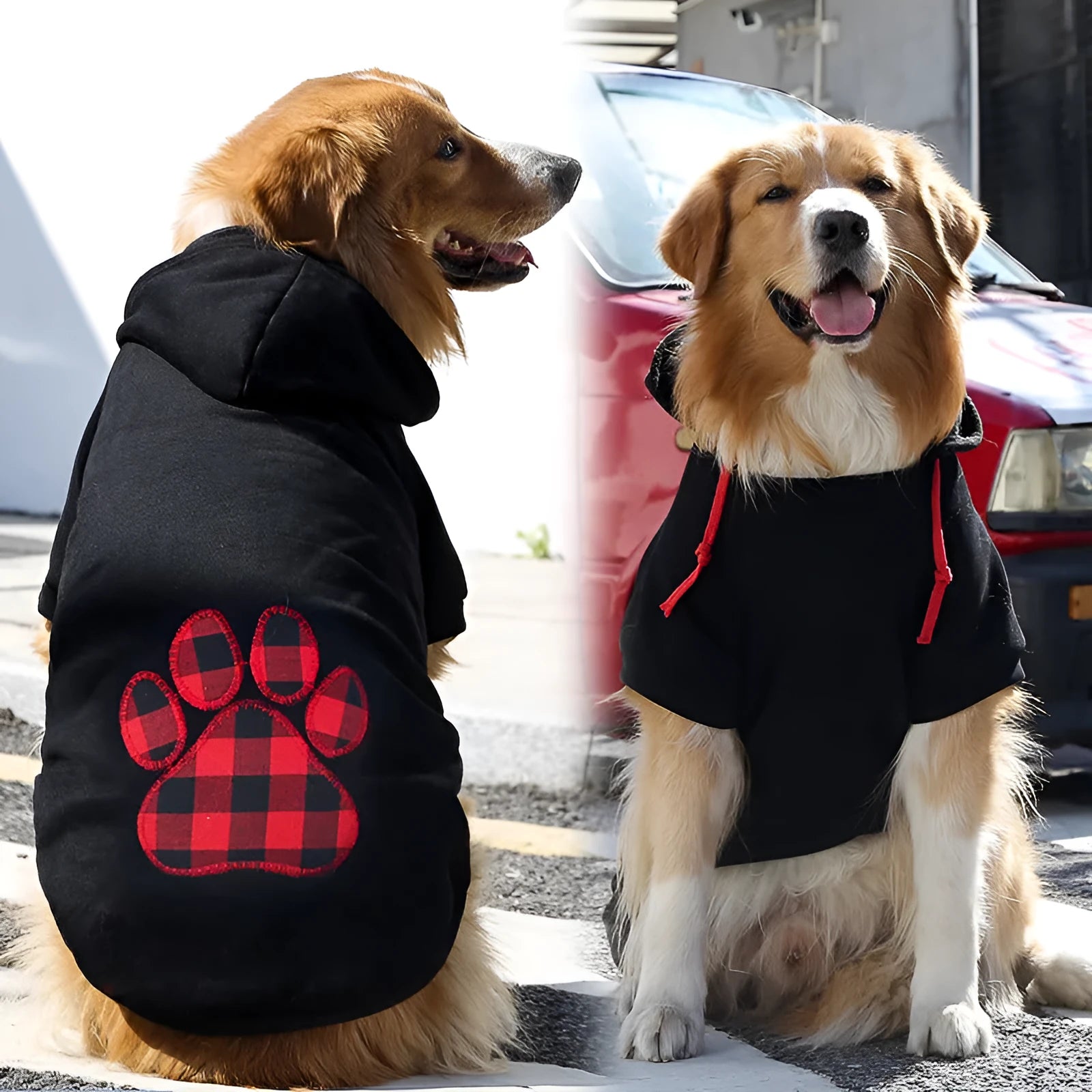Black plaid polyester dog sweater for autumn and winter, Europe and America style, available in multiple sizes from XS to 5XL
