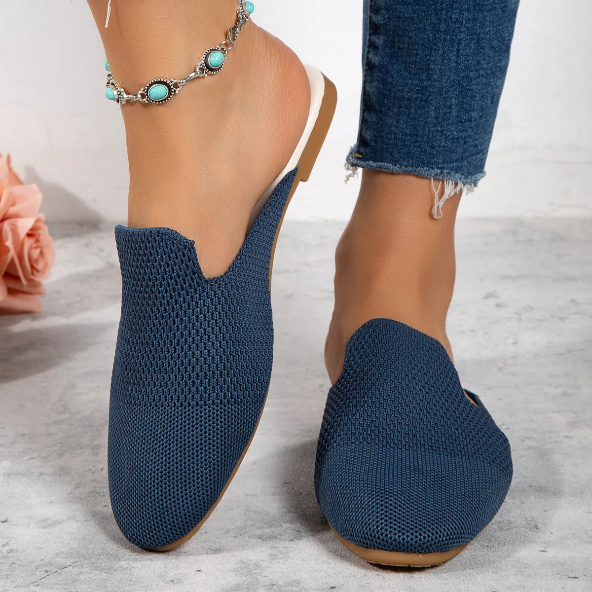 Mesh slip-on sandals in candy colours with cloth upper and rubber sole