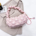 Women's nylon underarm shoulder messenger bag in beige with adjustable strap, 35x20x11 cm