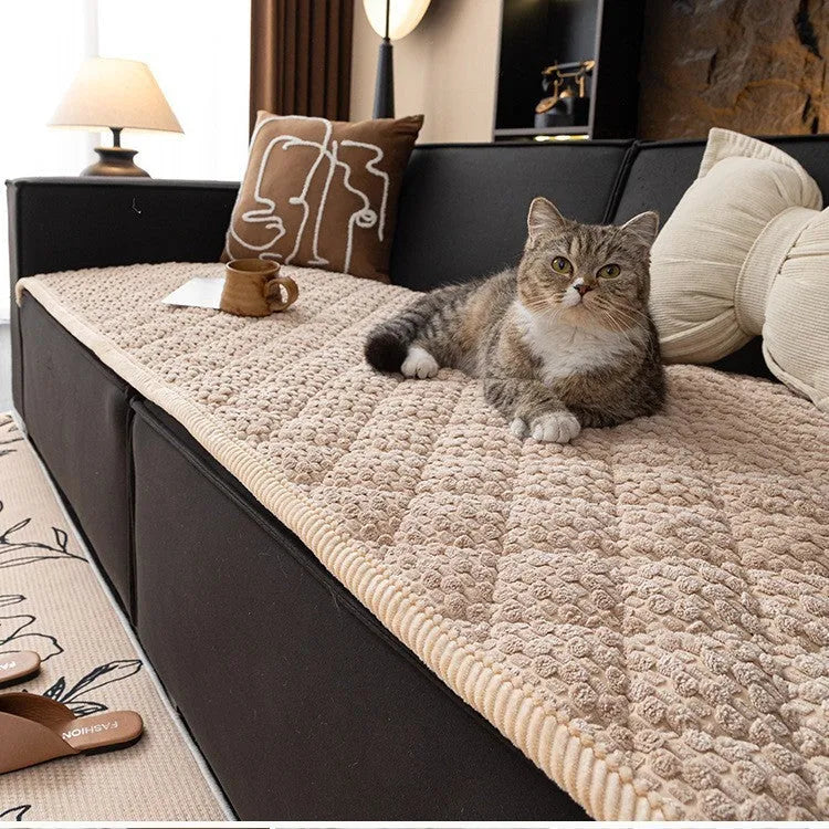 New corduroy sofa cushion in solid puff-beige colour showing textured corduroy fabric