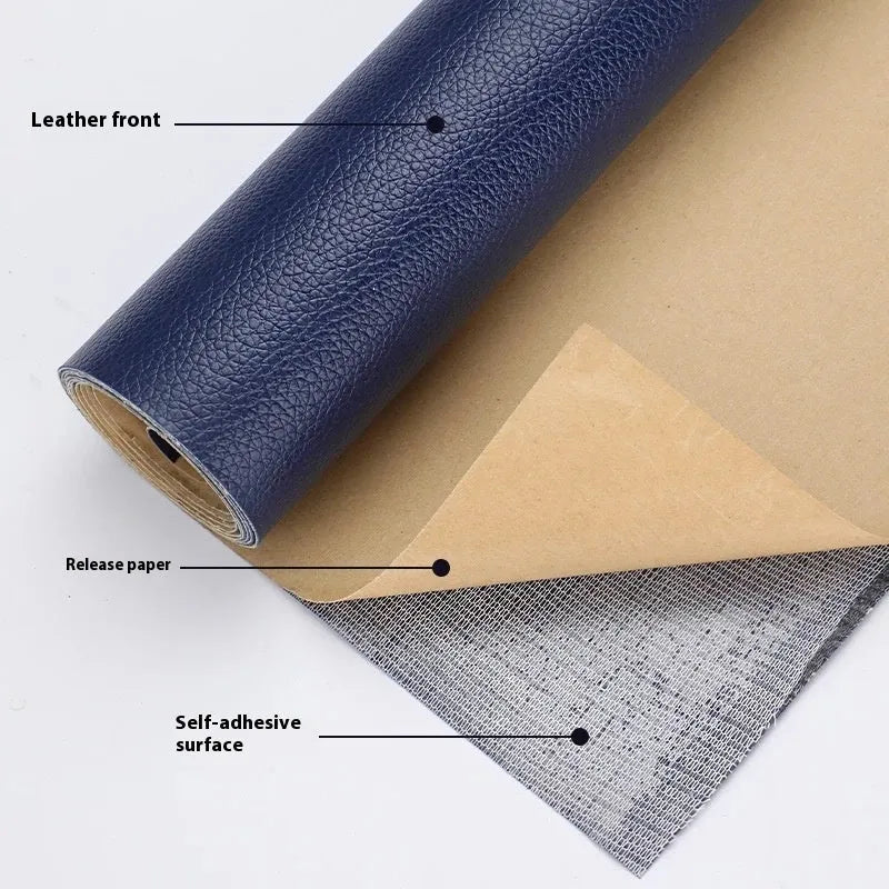 Self-adhesive leather repair patch in multiple colours, 0.5mm thick, for sofa or car seat