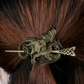 Retro Viking dragon hairpin in silver, U-shaped alloy headdress for women