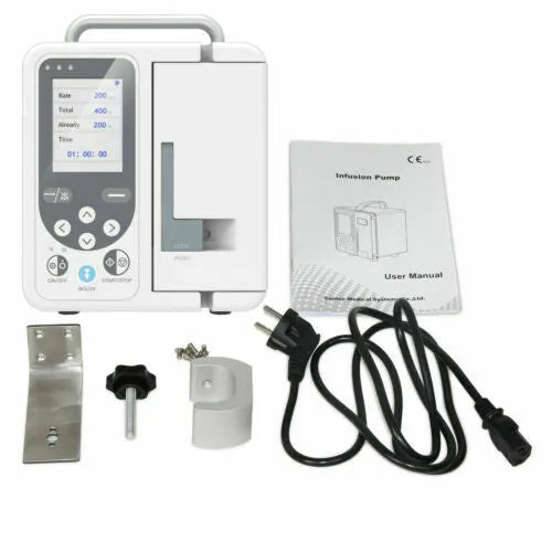 CONTEC SP750 volumetric infusion pump with TFT screen, keypad, and IV tubing