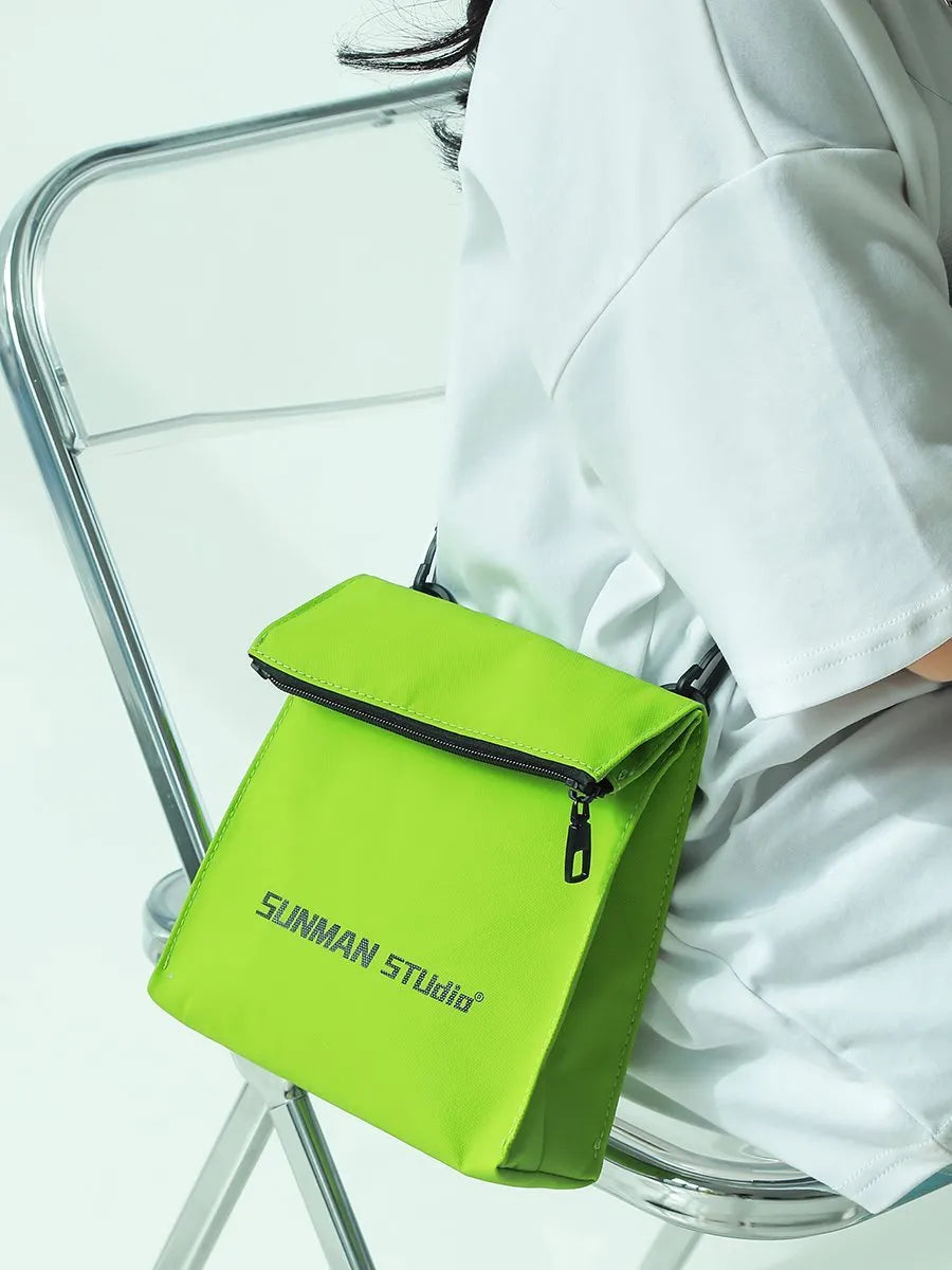Polyester messenger backpack in street style with sewing line detail and Oxford lining