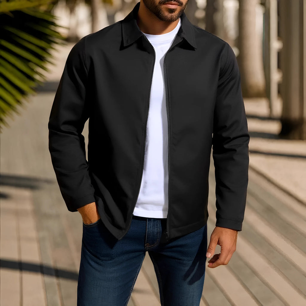 Men's zipper cardigan jacket with raglan sleeves in polyester blend available in four colours