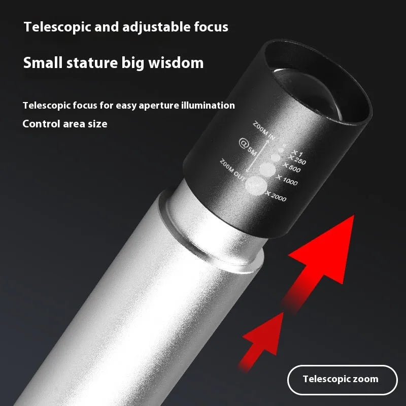 Handheld black aluminium red light mosquito repellent lamp with USB charging cable.