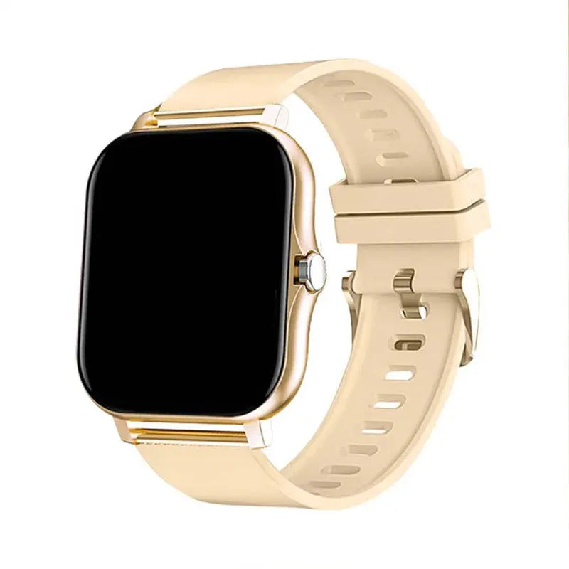 1.44-inch touchscreen smart watch with silicone strap showing Bluetooth calling and health monitoring features