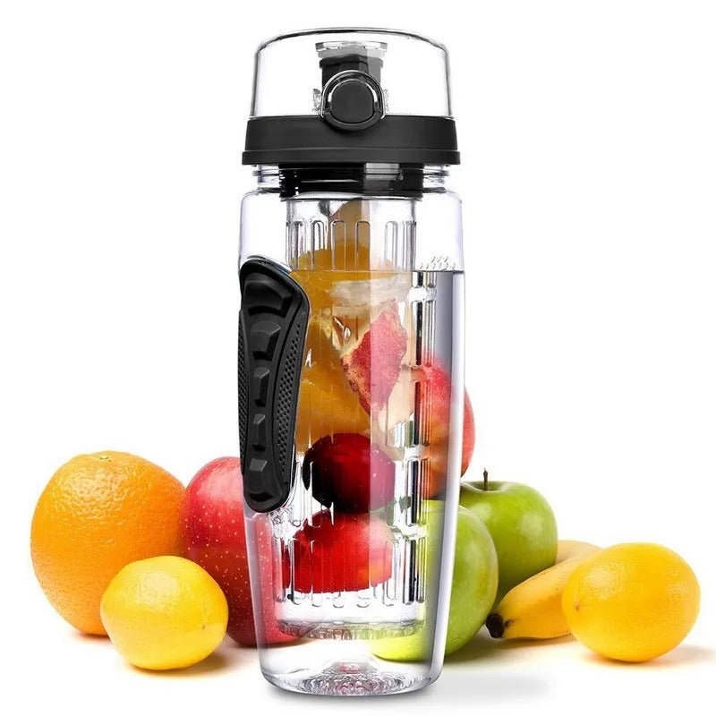 32oz Tritan fruit infuser water bottle with leakproof cap and infuser insert, 1000ml capacity