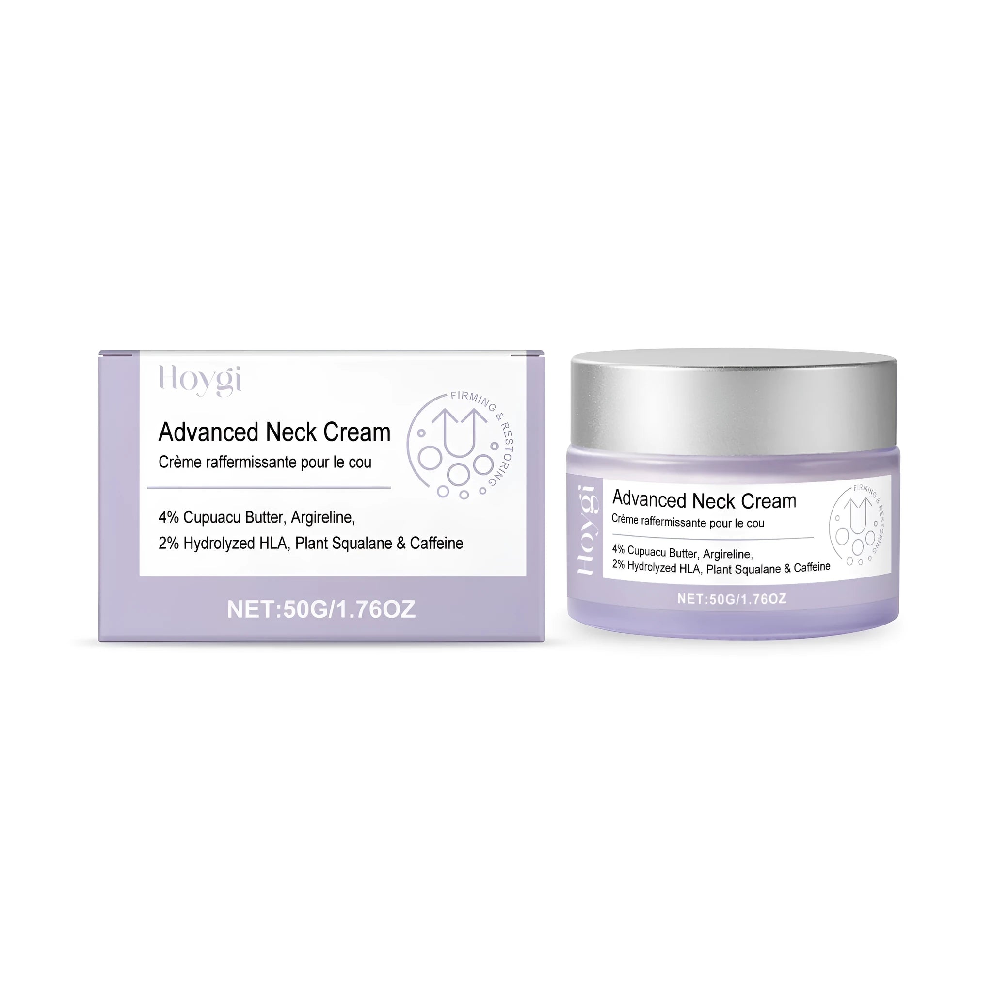 Advanced Neck Cream 50g jar with anti-aging peptide and caffeine formula for firming neck and décolletage skin
