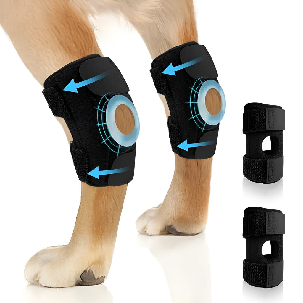 Black polyester pet leg guard for dog or cat ACL ligament tear rehabilitation support